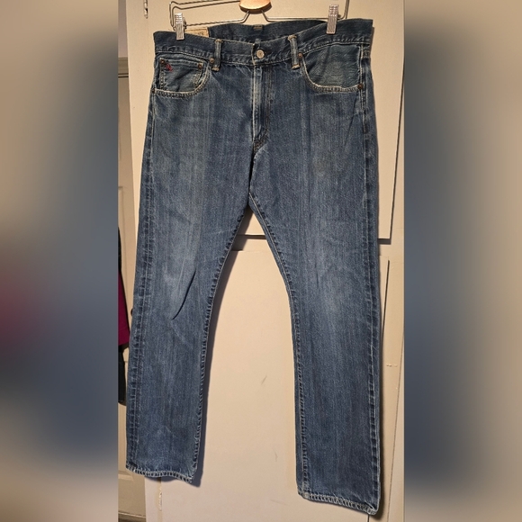 Polo Ralph Lauren Vintage Striaght Leg Denim Distressed Blue Jeans 35x32 35 X 32 - Picture 9 of 12
